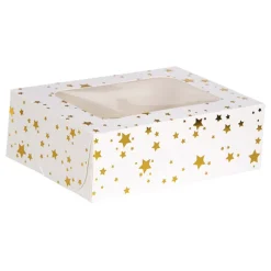 Guy Demarle Boîtes À Pâtisseries|Décors*2 Boîtes à gâteaux carrées 7,5x16x16cm - étoiles dorées