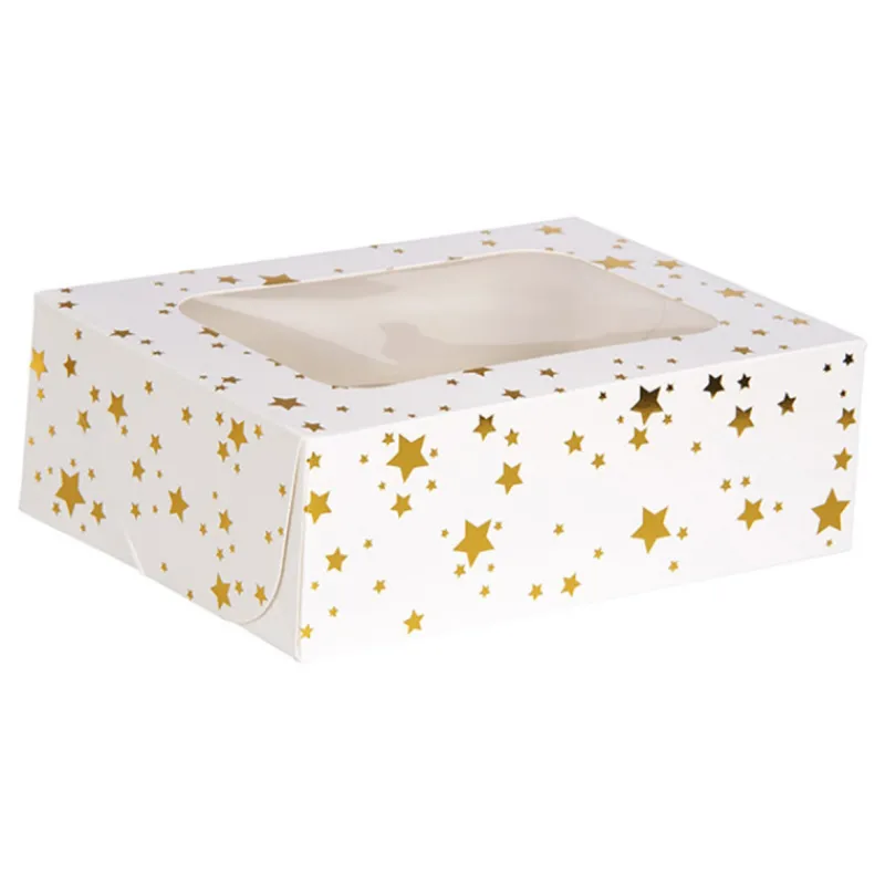 Guy Demarle Boîtes À Pâtisseries|Décors*2 Boîtes à gâteaux carrées 7,5x16x16cm - étoiles dorées
