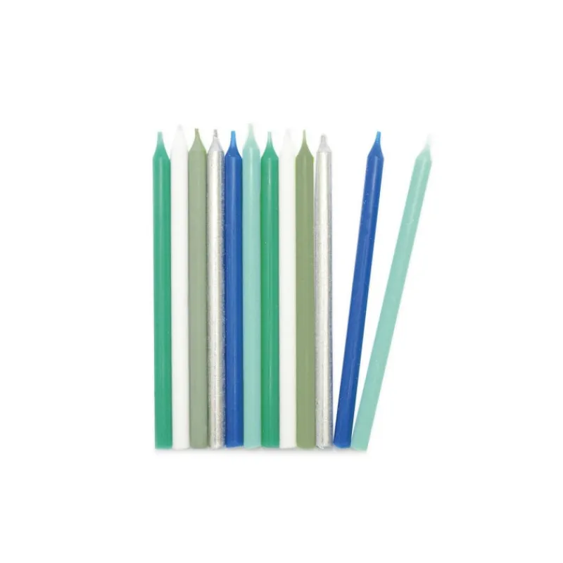 Guy Demarle Décors Comestibles|Décors En Sucre*12 Bougies longues bleu & argent 12 cm