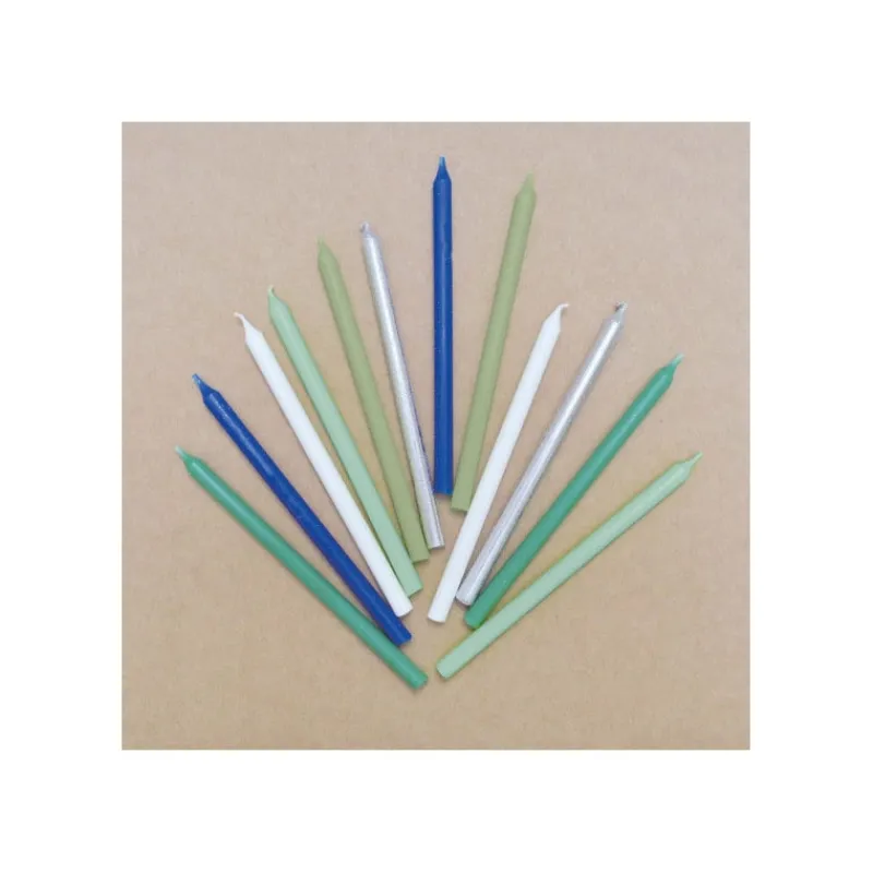 Guy Demarle Décors Comestibles|Décors En Sucre*12 Bougies longues bleu & argent 12 cm