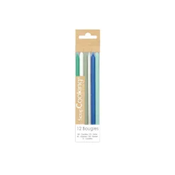 Guy Demarle Décors Comestibles|Décors En Sucre*12 Bougies longues bleu & argent 12 cm