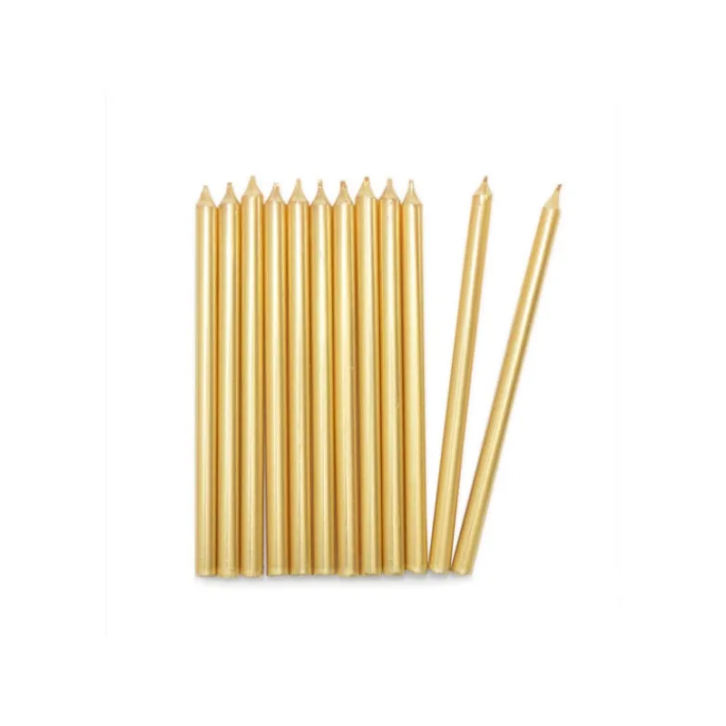 Guy Demarle Décors Réutilisables|Décors Comestibles*12 Bougies longues dorées 12 cm