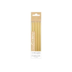 Guy Demarle Décors Réutilisables|Décors Comestibles*12 Bougies longues dorées 12 cm
