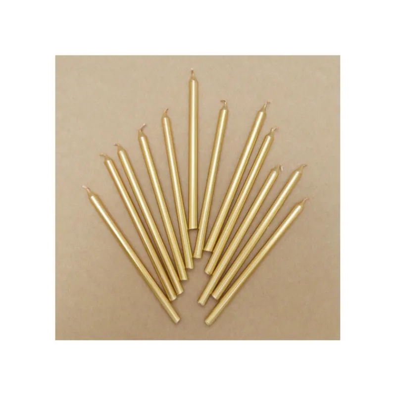 Guy Demarle Décors Réutilisables|Décors Comestibles*12 Bougies longues dorées 12 cm
