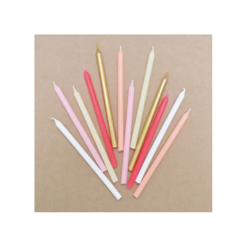 Guy Demarle Décors Réutilisables|Décors*12 Bougies longues rose & or 12 cm