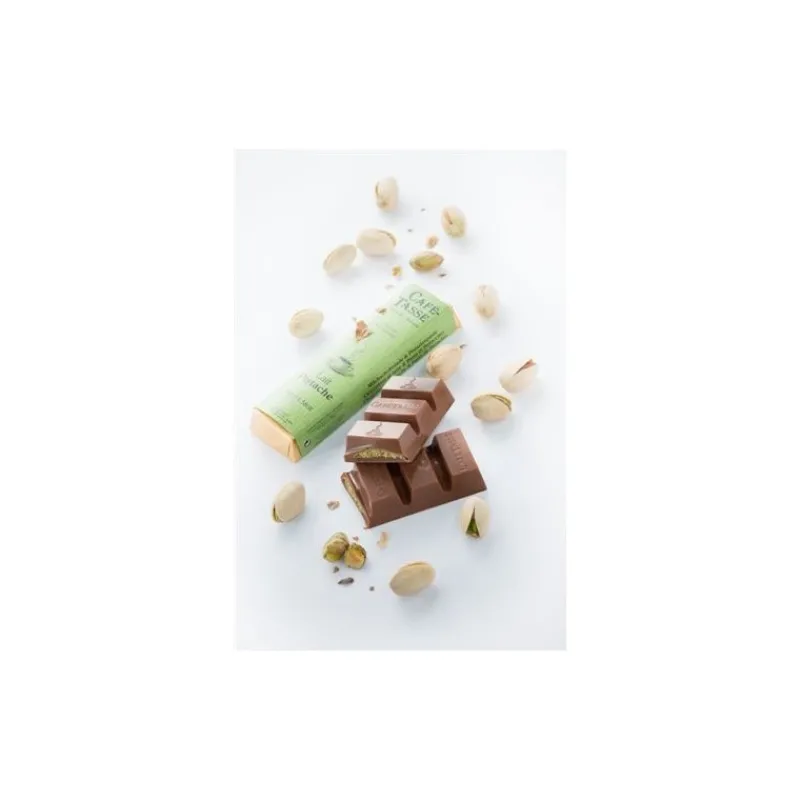 Guy Demarle Chocolats Individuels|Décors Comestibles*Barre de chocolat au lait fourrée pistache 45g