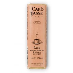 Guy Demarle Chocolats Individuels|Décors Comestibles*Barre de chocolat au lait praliné amandes et brisures de crèpes 45g
