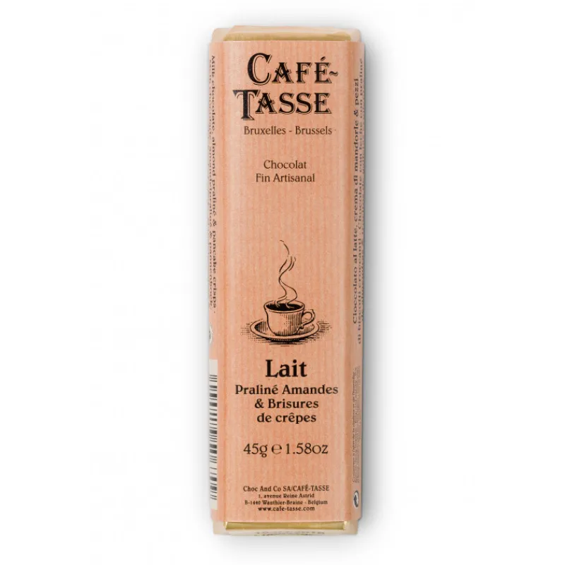 Guy Demarle Chocolats Individuels|Décors Comestibles*Barre de chocolat au lait praliné amandes et brisures de crèpes 45g