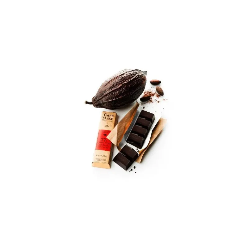 Guy Demarle Chocolats Individuels|Chocolats Et Pralinés*Barre de chocolat extra noir 77% aux éclats de fêves de cacao 45g