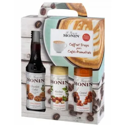 Guy Demarle Sirop & Sauces|Sirops*Coffret Barista Chocolat cookie, Noisette, Caramel 3x25cl Monin